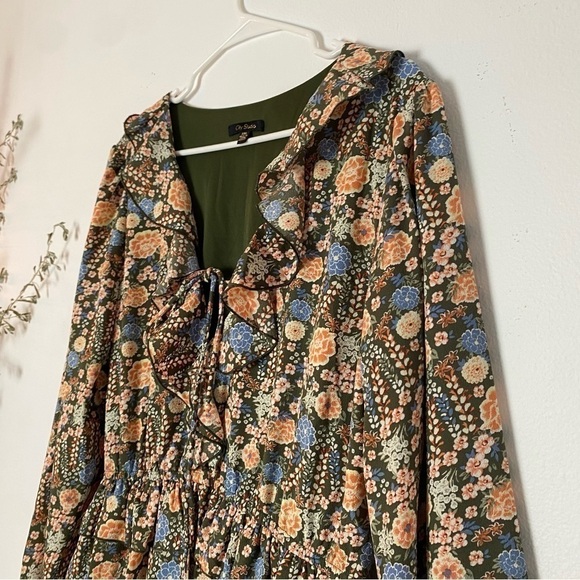 CITY STUDIO Womans Ruffle V neck  Multicolor Dress Tiered Ruffle Long Sleeve XXL - Picture 12 of 16